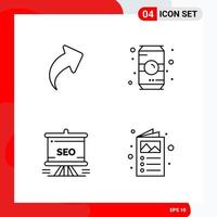 Creative Set of 4 Universal Outline Icons isolated on White Background vector