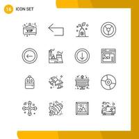 Set of 16 Modern UI Icons Symbols Signs for building basic budget back mechanics Editable Vector Design Elements