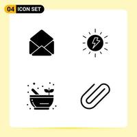 4 iconos creativos para el diseño moderno de sitios web y aplicaciones móviles receptivas 4 signos de símbolos de glifo sobre fondo blanco paquete de 4 iconos vector