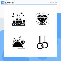 Modern 4 solid style icons Glyph Symbols for general use Creative Solid Icon Sign Isolated on White Background 4 Icons Pack vector