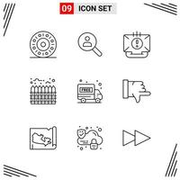 9 Icons Line Style Grid Based Creative Outline Symbols for Website Design Simple Line Icon Signs Isolated on White Background 9 Icon Set vector