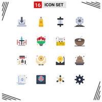 conjunto de 16 iconos de interfaz de usuario modernos signos de símbolos para biología de laboratorio de automóvil de movimiento de conferencia paquete editable de elementos creativos de diseño de vectores