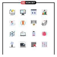 Set of 16 Modern UI Icons Symbols Signs for up growth shopping graph file Editable Pack of Creative Vector Design Elements