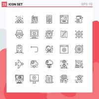 25 Creative Icons Modern Signs and Symbols of list technology analytics internet access Editable Vector Design Elements