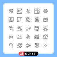 25 User Interface Line Pack of modern Signs and Symbols of data shredder decoration layout frame Editable Vector Design Elements