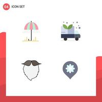 4 Thematic Vector Flat Icons and Editable Symbols of rain movember spring van men Editable Vector Design Elements