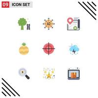 paquete de iconos de vector de stock de 9 signos y símbolos de línea para estrategia mapa de destino piña cancelar elementos de diseño de vector editables