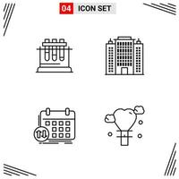 4 Icons Line Style Grid Based Creative Outline Symbols for Website Design Simple Line Icon Signs Isolated on White Background 4 Icon Set vector