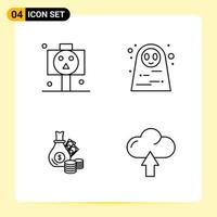 4 Creative Icons for Modern website design and responsive mobile apps 4 Outline Symbols Signs on White Background 4 Icon Pack vector