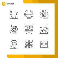 9 Icon Set Line Style Icon Pack Outline Symbols isolated on White Backgound for Responsive Website Designing vector