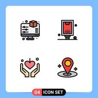 Set of 4 Modern UI Icons Symbols Signs for display hands printing billboard mom Editable Vector Design Elements
