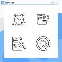 Modern 4 Line style icons Outline Symbols for general use Creative Line Icon Sign Isolated on White Background 4 Icons Pack vector