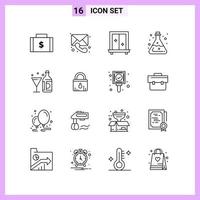 16 Icons in Line Style Outline Symbols on White Background Creative Vector Signs for Web mobile and Print