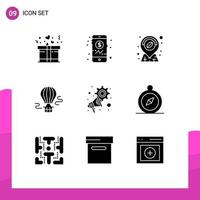 Universal Icon Symbols Group of 9 Modern Solid Glyphs of browse megaphone shop marketing transport Editable Vector Design Elements