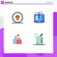 4 Thematic Vector Flat Icons and Editable Symbols of coin couple horror network marriage Editable Vector Design Elements