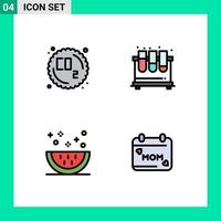 Filledline Flat Color Pack of 4 Universal Symbols of co cooking waste tubes food Editable Vector Design Elements