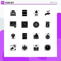 User Interface Pack of 16 Basic Solid Glyphs of image money campfire loan donation Editable Vector Design Elements