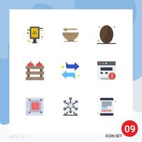 Group of 9 Flat Colors Signs and Symbols for switch holiday coffee food crate Editable Vector Design Elements