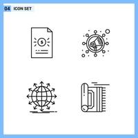 4 Icons Line style Creative Outline Symbols Black Line Icon Sign Isolated on White Background vector