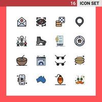 16 Flat Color Filled Line concept for Websites Mobile and Apps bulb mark security marker location Editable Creative Vector Design Elements