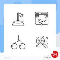 Modern Pack of 4 Icons Line Outline Symbols isolated on White Backgound for Website designing vector