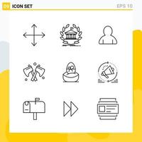 Collection of 9 Universal Line Icons Icon Set for Web and Mobile vector