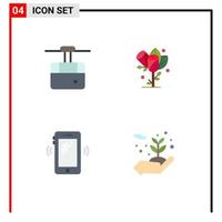 4 Universal Flat Icon Signs Symbols of cable smart phone transport heart huawei Editable Vector Design Elements