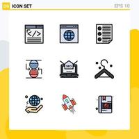 paquete de iconos de vector de stock de 9 signos y símbolos de línea para elementos de diseño de vector editables de página de concentración de sitio web de control de reloj de arena