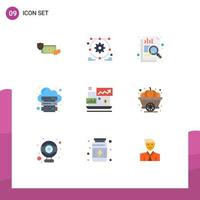 Set of 9 Modern UI Icons Symbols Signs for web internet web design hosting data Editable Vector Design Elements