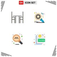 Pack of 4 creative Flat Icons of chair online interior development taxi Editable Vector Design Elements