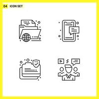 4 Icon Set Simple Line Symbols Outline Sign on White Background for Website Design Mobile Applications and Print Media vector