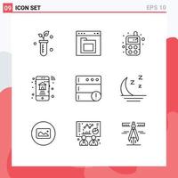 Universal Icon Symbols Group of 9 Modern Outlines of database real estate interface online home Editable Vector Design Elements