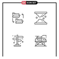 4 User Interface Line Pack of modern Signs and Symbols of folder skin care file sharing dermatology city Editable Vector Design Elements