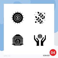 Pictogram Set of Simple Solid Glyphs of studded lock leaf bank care Editable Vector Design Elements