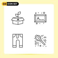 4 Creative Icons for Modern website design and responsive mobile apps 4 Outline Symbols Signs on White Background 4 Icon Pack vector