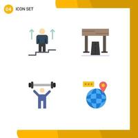 User Interface Pack of 4 Basic Flat Icons of user recreation man athletics gym Editable Vector Design Elements