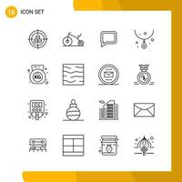 16 Icon Set Line Style Icon Pack Outline Symbols isolated on White Backgound for Responsive Website Designing vector