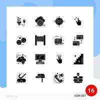 16 iconos creativos, signos y símbolos modernos de interfaz que se expanden hacia abajo, despliegue de productos, elementos de diseño vectorial editables vector