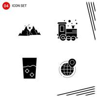 Collection of 4 Vector Icons in solid style Pixle Perfect Glyph Symbols for Web and Mobile Solid Icon Signs on White Background 4 Icons