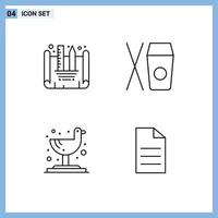 4 Creative Icons Modern Signs and Symbols of blueprint designing file box bird user Editable Vector Design Elements