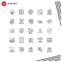 Universal Icon Symbols Group of 25 Modern Lines of research information student data speaker Editable Vector Design Elements