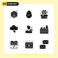 9 Creative Icons for Modern website design and responsive mobile apps 9 Glyph Symbols Signs on White Background 9 Icon Pack vector