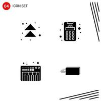 Collection of 4 Vector Icons in solid style Pixle Perfect Glyph Symbols for Web and Mobile Solid Icon Signs on White Background 4 Icons