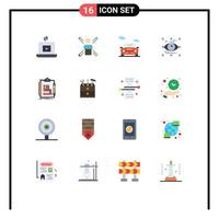 Mobile Interface Flat Color Set of 16 Pictograms of eye art human vehicle car Editable Pack of Creative Vector Design Elements