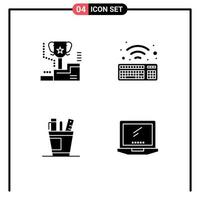 User Interface Pack of 4 Basic Solid Glyphs of award desk trophy wifi organizer Editable Vector Design Elements