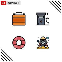 Set of 4 Modern UI Icons Symbols Signs for accessories station clothes shop gas lifebuoy Editable Vector Design Elements