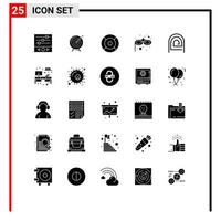 Pictogram Set of 25 Simple Solid Glyphs of costume mask ux goal ui essential Editable Vector Design Elements