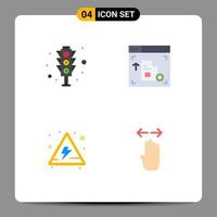 4 Flat Icon concept for Websites Mobile and Apps signal signs traffic signal webpage hand Editable Vector Design Elements