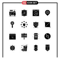 Set of 16 Solid Style Icons for web and mobile Glyph Symbols for print Solid Icon Signs Isolated on White Background 16 Icon Set vector