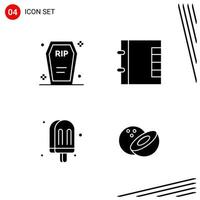 Collection of 4 Vector Icons in solid style Pixle Perfect Glyph Symbols for Web and Mobile Solid Icon Signs on White Background 4 Icons